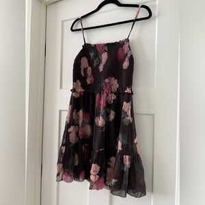 Wilfred Catamaran Mini Dress Size M Rich Mocha Brown w/ floral Brand New w/ tags